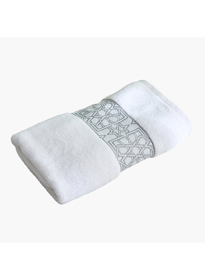 Home Box White Cotton Hand Towel with Silver Design for Home - Image 5